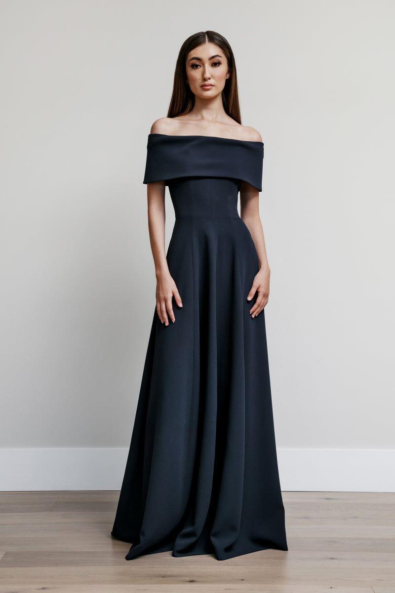 rohe off the shoulder dresses Rohe Black Asymmetrical Off Shoulder Maxi Dress