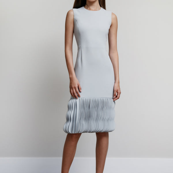 Jewel Neck Feather Trim Dress – Catherine Regehr