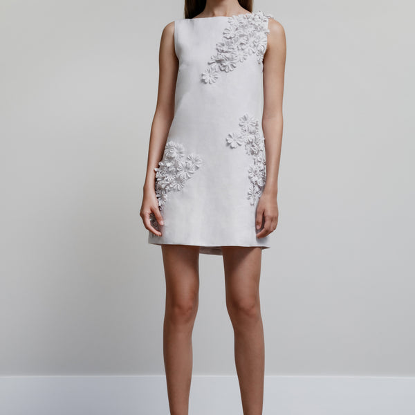 Boat Neck Sleeveless Boat Neck Arak Dress with Lilac Floral