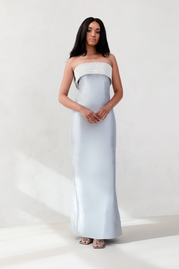 Strapless Gown with Pavé Collar