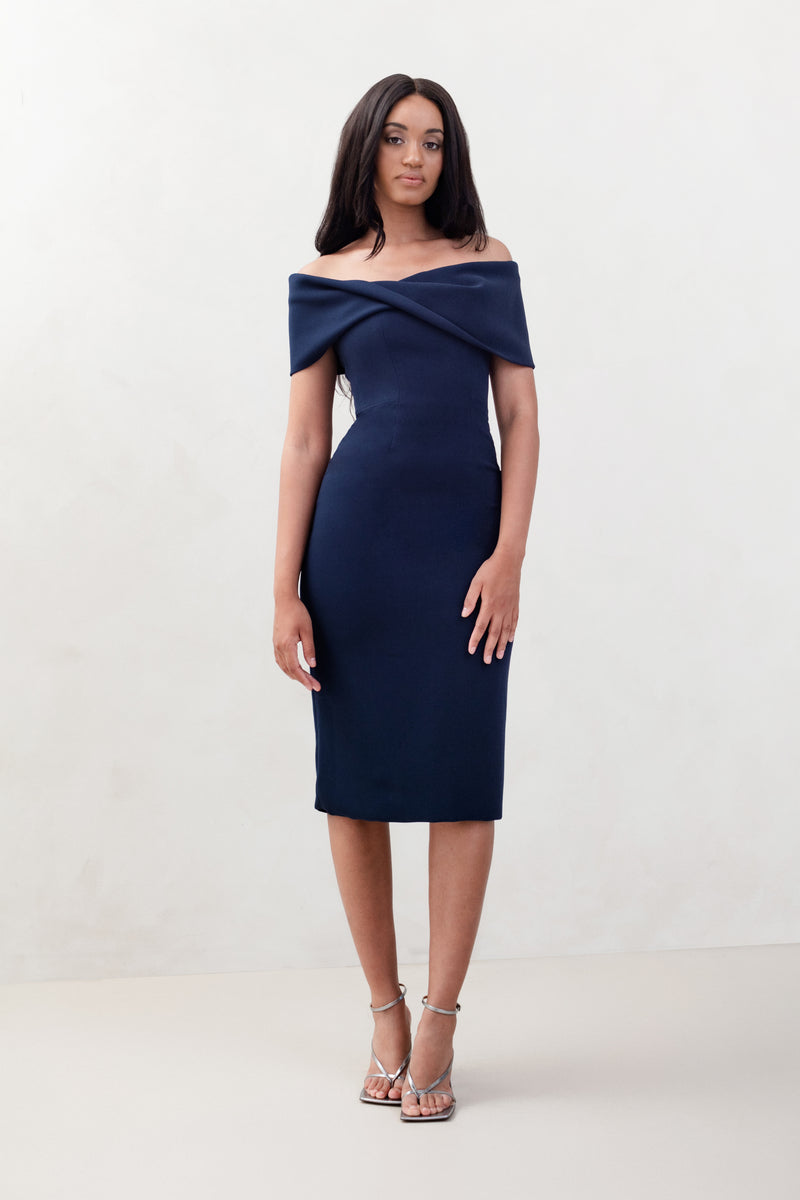 Off Shoulder Twist Collar Dress Catherine Regehr Off Shoulder Twist Collar Dress Catherine Regehr