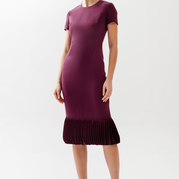 海外個人輸入 Jackie Neck Jewel Sleeve Short Dress Hem drop Tear with スカート