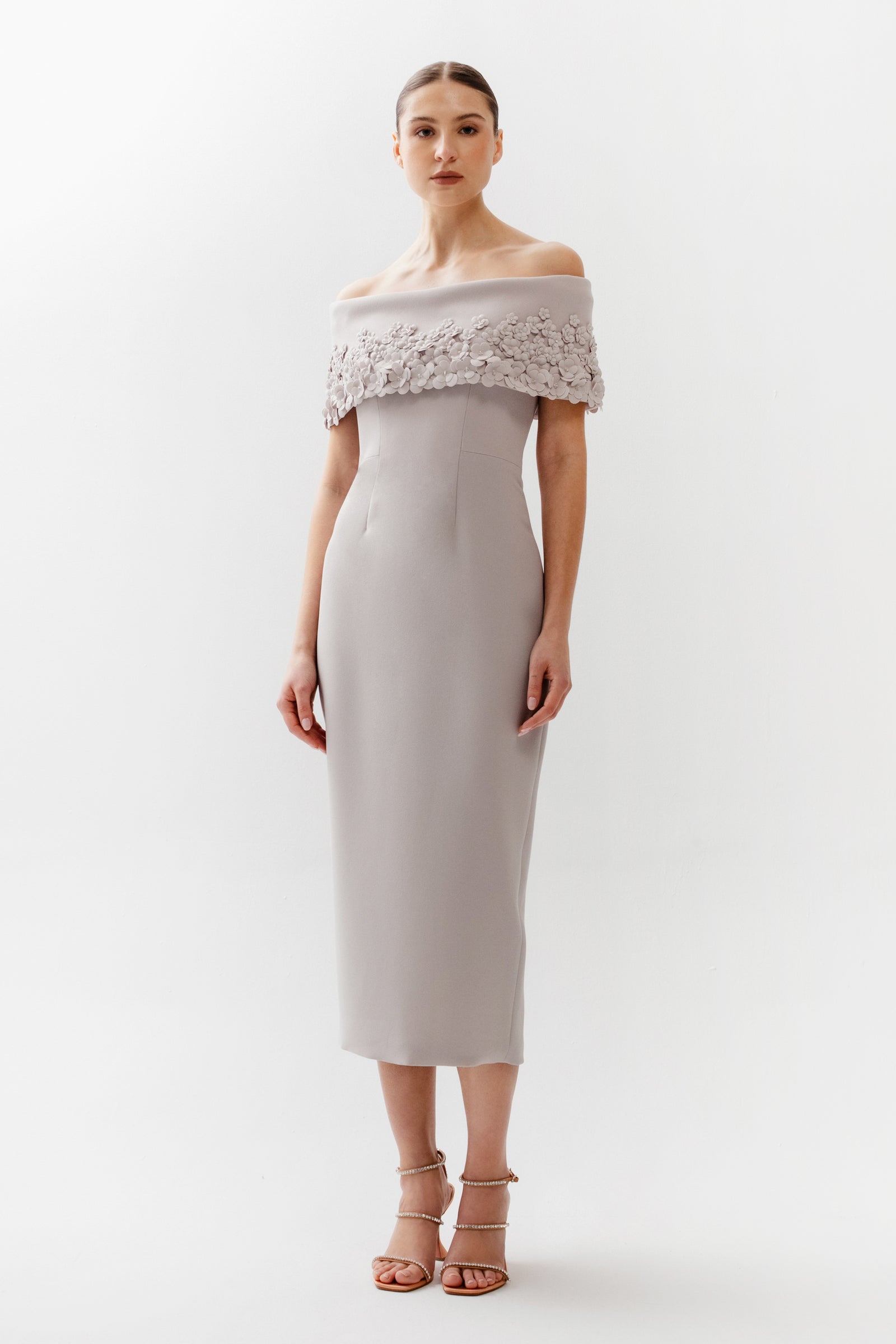 Off Shoulder Dress with Embellished Collar Off Shoulder Dress with Embellished Collar