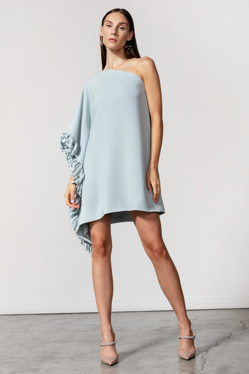 One Shoulder Dress with Anemone Trim One Shoulder Dress with Anemone Trim