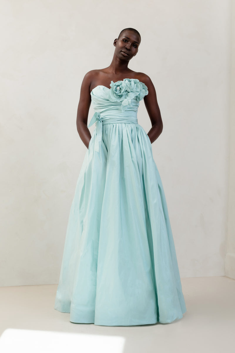 Strapless Moira Gown with Floral Spray