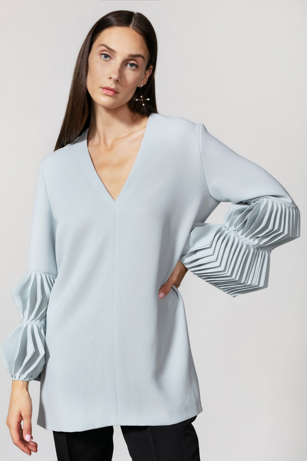 V Neck Top with Double Diamond Cuff
